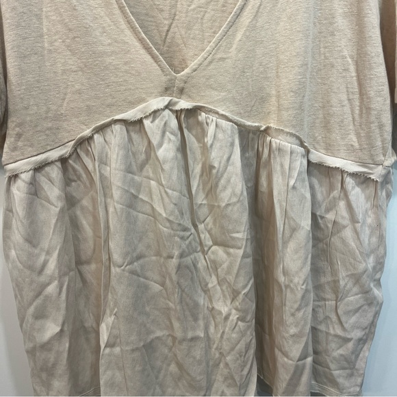 Zara Tan Beige Short Sleeve Boho Gauzy Bottom Top Size Medium Style 0264/033/711 - Picture 3 of 8